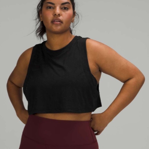 lululemon athletica Tops - Lululemon All Yours Cropped Cotton Tank Top Train Black Size 12